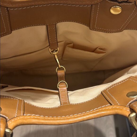 Coach Bleecker Natural Straw Tan Tote Handbag with Leather Accents Boho Vacation - Picture 3 of 16